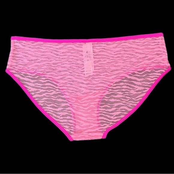 Victorias Secret low rise sexy sheer animal print Lace Hiphugger panty pink M - Picture 2 of 3